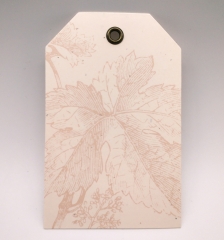 Beige Leaf Print Hang Tag With Metal Grommet