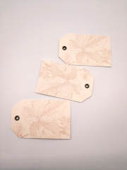Beige Leaf Print Hang Tag With Metal Grommet