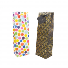 Assorted Themed Wine Bottle Gift Bags with Ribbon Handles and Hang Tags