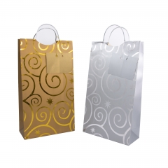Luxury Custom Paper Wine Gift Bags with Metal Handle