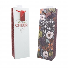 Assorted Themed Wine Bottle Gift Bags with Ribbon Handles and Hang Tags