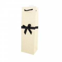Elegant Wine Gift Bag with Satin Ribbon Bow and Hang Tag