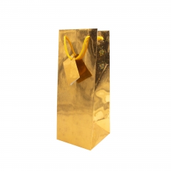 Luxury Metallic Finish Gift Bag for Wine BottlesHolographic Foil Wine Bottle Gift Bags with Rope Handles and Tags