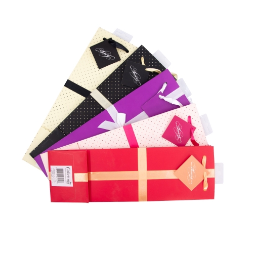 Elegant Wine Gift Bag with Satin Ribbon Bow and Hang Tag