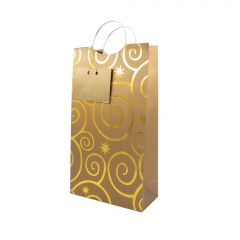 Luxury Custom Paper Wine Gift Bags with Metal Handle