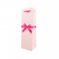 Elegant Wine Gift Bag with Satin Ribbon Bow and Hang Tag