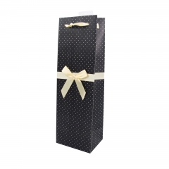 Elegant Wine Gift Bag with Satin Ribbon Bow and Hang Tag