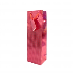Luxury Metallic Finish Gift Bag for Wine BottlesHolographic Foil Wine Bottle Gift Bags with Rope Handles and Tags