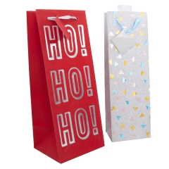 Assorted Holiday & Party Wine Bottle Gift Bags with Glitter & Foil Accents