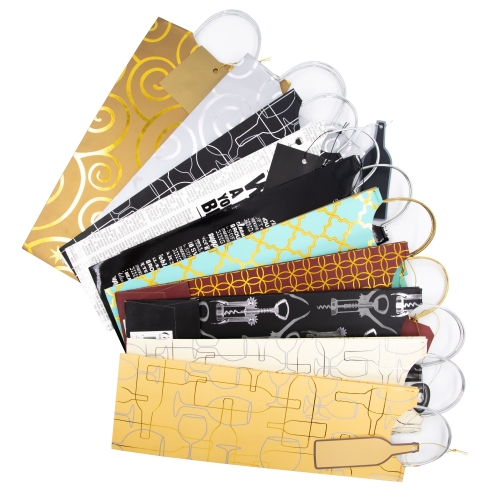 Luxury Custom Paper Wine Gift Bags with Metal Handle
