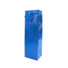Luxury Metallic Finish Gift Bag for Wine BottlesHolographic Foil Wine Bottle Gift Bags with Rope Handles and Tags