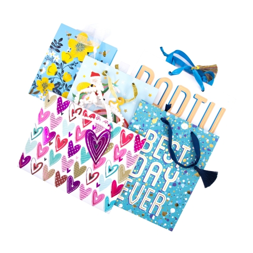 Assorted Colorful Printed Paper Gift Bags