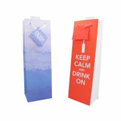 Assorted Themed Wine Bottle Gift Bags with Ribbon Handles and Hang Tags