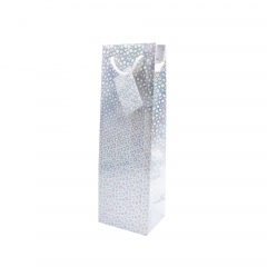 Luxury Metallic Finish Gift Bag for Wine BottlesHolographic Foil Wine Bottle Gift Bags with Rope Handles and Tags