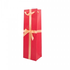 Elegant Wine Gift Bag with Satin Ribbon Bow and Hang Tag