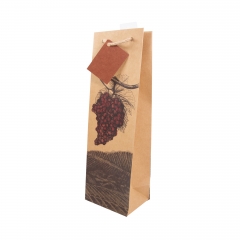 Elegant Kraft Paper Wine Gift Bag with Gold Foil Pattern