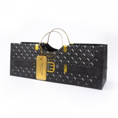 Gold Handle Wine Bottle Gift Bags with Luxury Prints