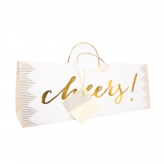 Gold Handle Wine Bottle Gift Bags with Luxury Prints