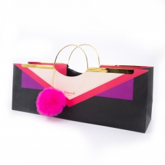 Gold Handle Wine Bottle Gift Bags with Luxury Prints