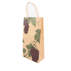 Elegant Kraft Paper Wine Gift Bag with Gold Foil Pattern