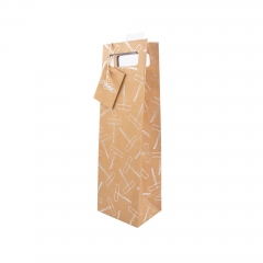 Elegant Kraft Paper Wine Gift Bag with Gold Foil Pattern