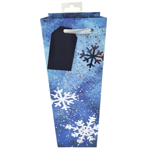 Gradient Blue Snowflake Wine Gift Bag