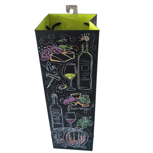 “Vin & Fromage” Wine & Cheese Print Recycled Wine Gift Bag