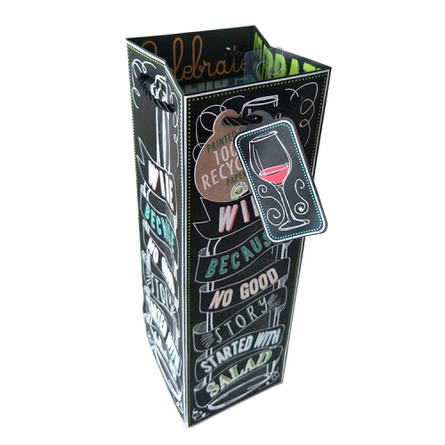 Funny Wine Quote Chalkboard-Style Wine Bottle Gift Bag