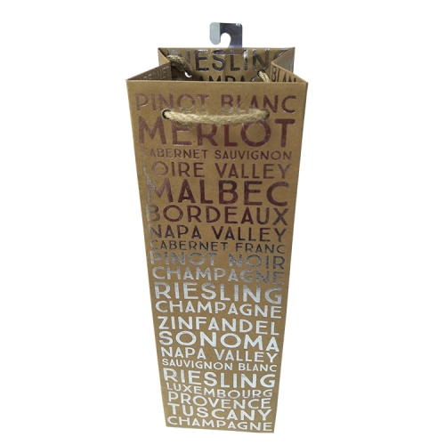 Eco-Friendly Recycled Paper Wine Gift Bag with Typography Print