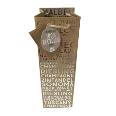 Eco-Friendly Recycled Paper Wine Gift Bag with Typography Print