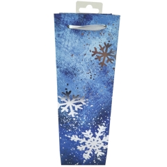 Gradient Blue Snowflake Wine Gift Bag