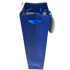 Navy Blue Holographic Birthday Wine Gift Bag with Ribbon Handles