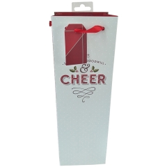 “Cheer & Spreading Goodwill” Christmas Wine Bottle Gift Bag