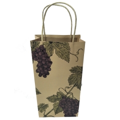 Vintage Grape Print Kraft Paper Wine Bag