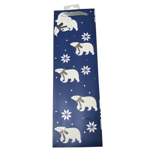 Polar Bear & Snowflake Navy Wine Bottle Gift Bag