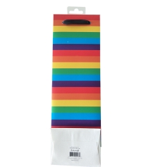 Rainbow Striped Wine Bottle Gift Bag