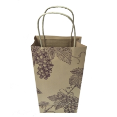 Vintage Grape Print Kraft Paper Wine Bag