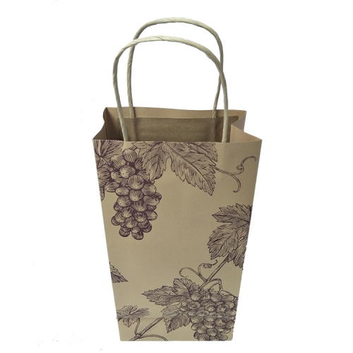Vintage Grape Print Kraft Paper Wine Bag