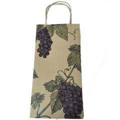 Vintage Grape Print Kraft Paper Wine Bag
