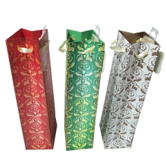 Elegant Damask Single Wine Gift Bag Set