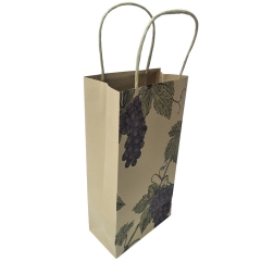 Vintage Grape Print Kraft Paper Wine Bag