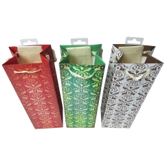 Elegant Damask Single Wine Gift Bag Set