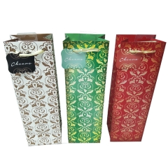 Elegant Damask Single Wine Gift Bag Set