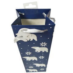Polar Bear & Snowflake Navy Wine Bottle Gift Bag