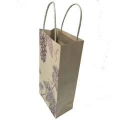 Vintage Grape Print Kraft Paper Wine Bag