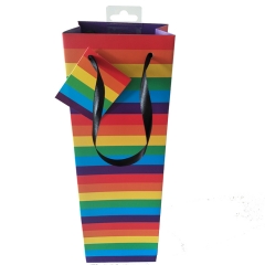 Rainbow Striped Wine Bottle Gift Bag
