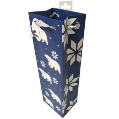 Polar Bear & Snowflake Navy Wine Bottle Gift Bag