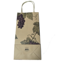 Vintage Grape Print Kraft Paper Wine Bag