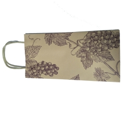 Vintage Grape Print Kraft Paper Wine Bag