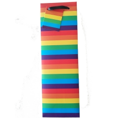 Rainbow Striped Wine Bottle Gift Bag